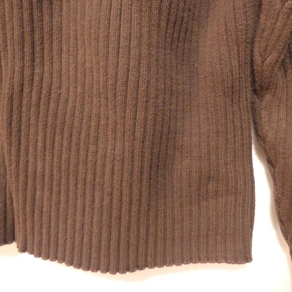 URBAN BEHAVIOR | medium | Classic Dark Brown Ribbed Sweater | Zip Mock Neck - Picture 15 of 16